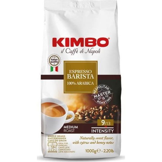 Kimbo Espresso Barista 100% Arabica coffee beans medium roast with citrus and honey notes for a global coffee journey