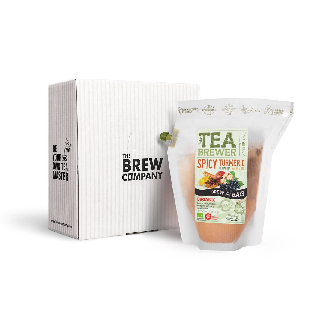 Spicy Turmeric Tea Brewer organic tea gift set with box from The Brew Company