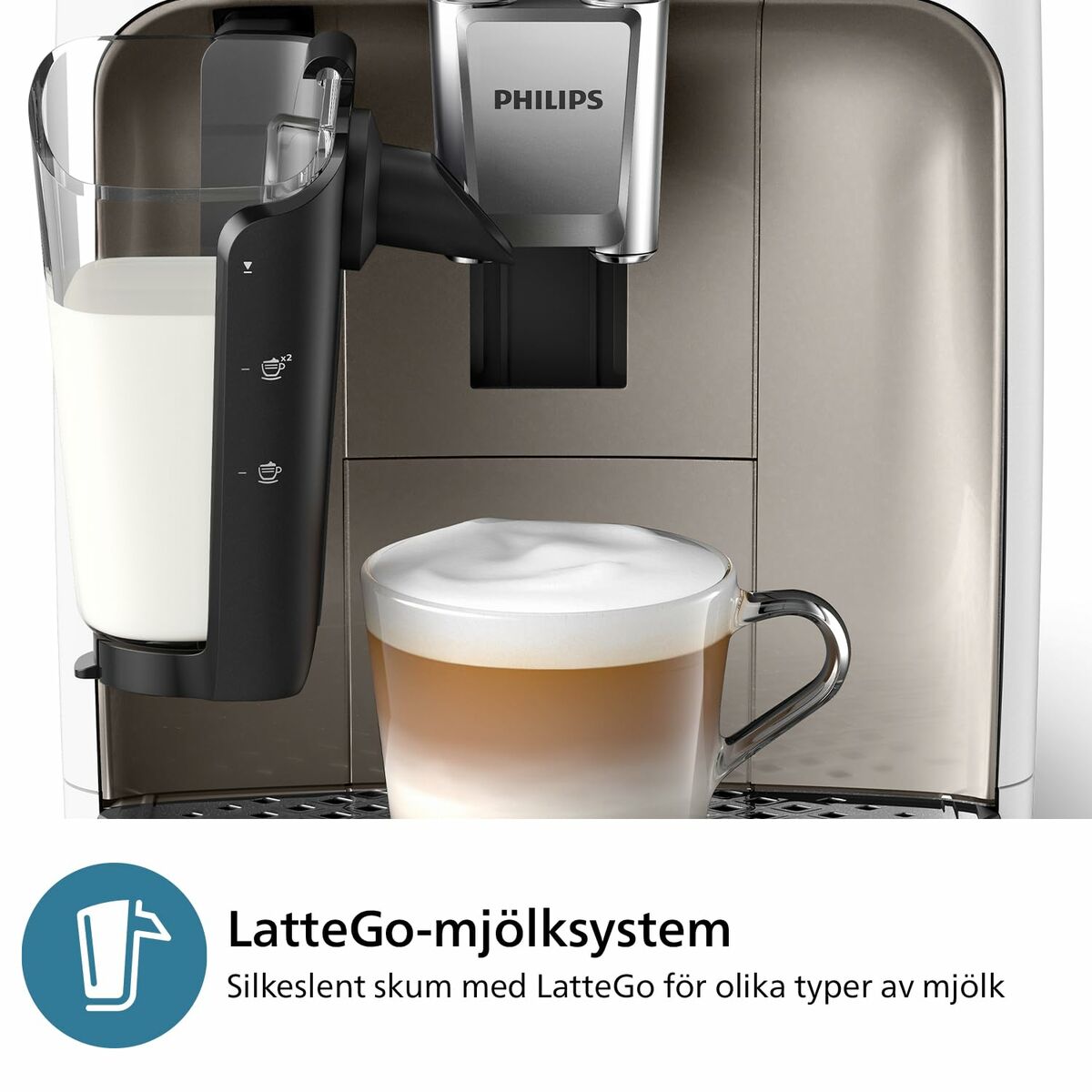 Philips EP2333/40 Kaffeevollautomat (LatteGo, 1,8 L), Weiß/Chrom