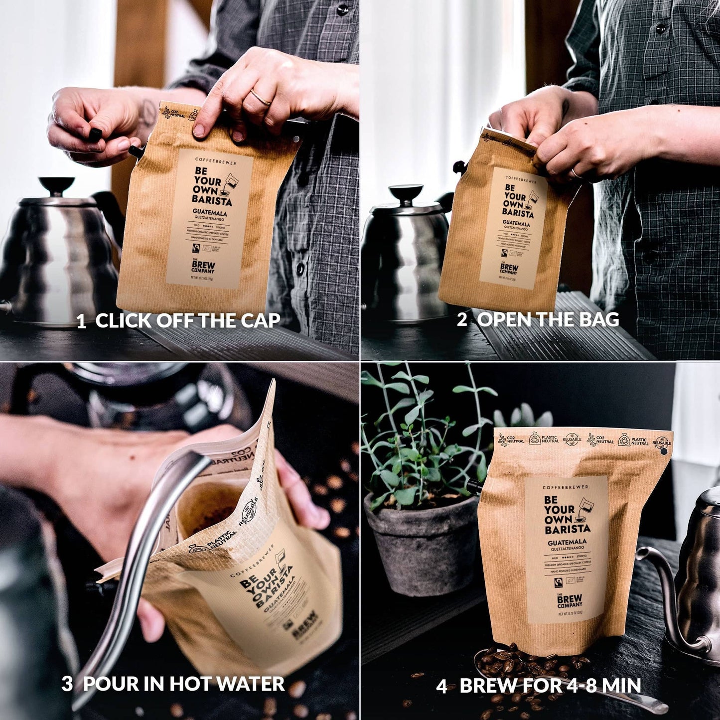 Peru Coffee Brewer in Aktion, serviert frisch gebrühten Kaffee in einer stilvollen Tasse