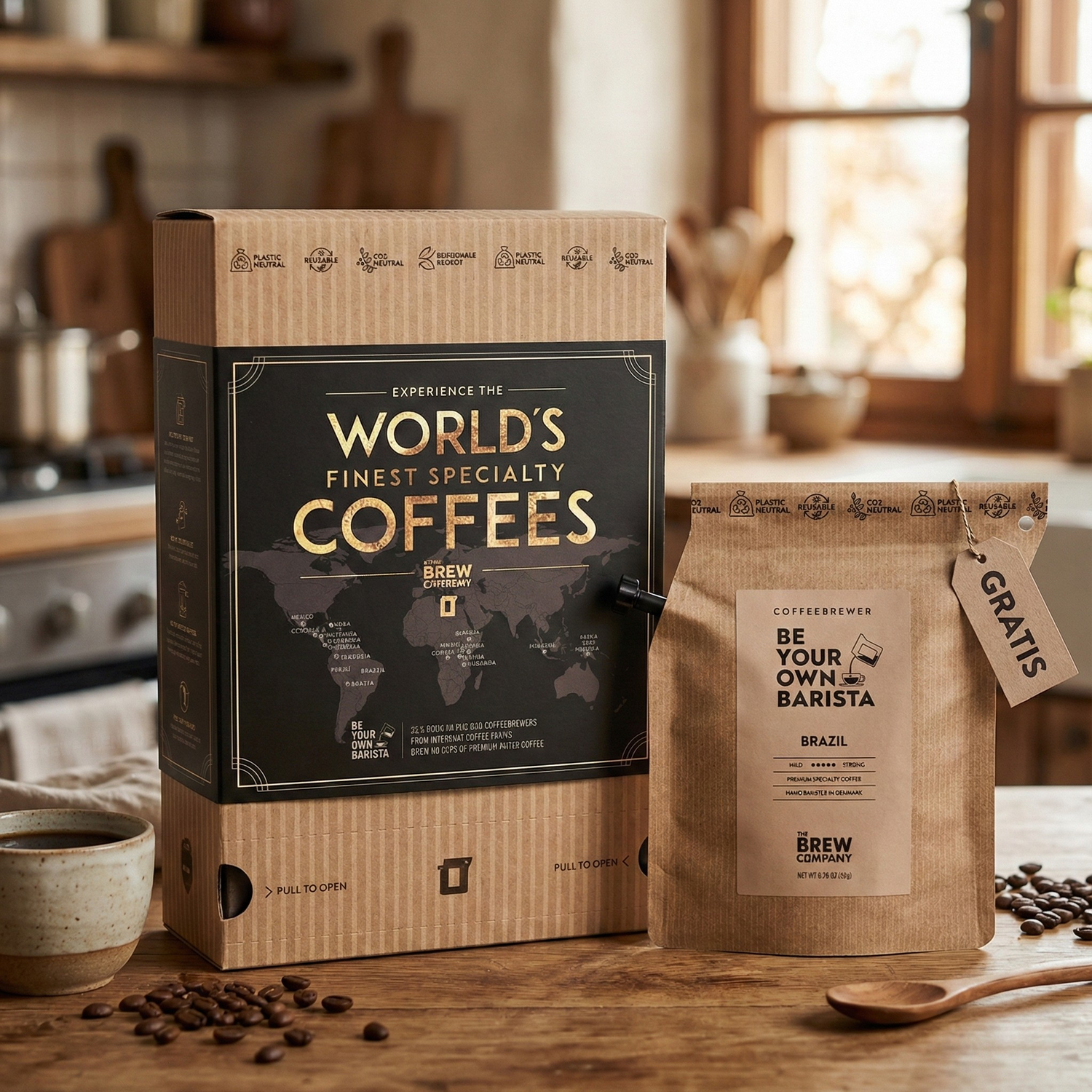 Die perfekte Specialty Coffee Geschenkbox für Genießer: Exklusive Kaffees aus aller Welt. Jetzt bestellen & gratis Brazil Coffeebrewer dazu erhalten! | Brew Blend